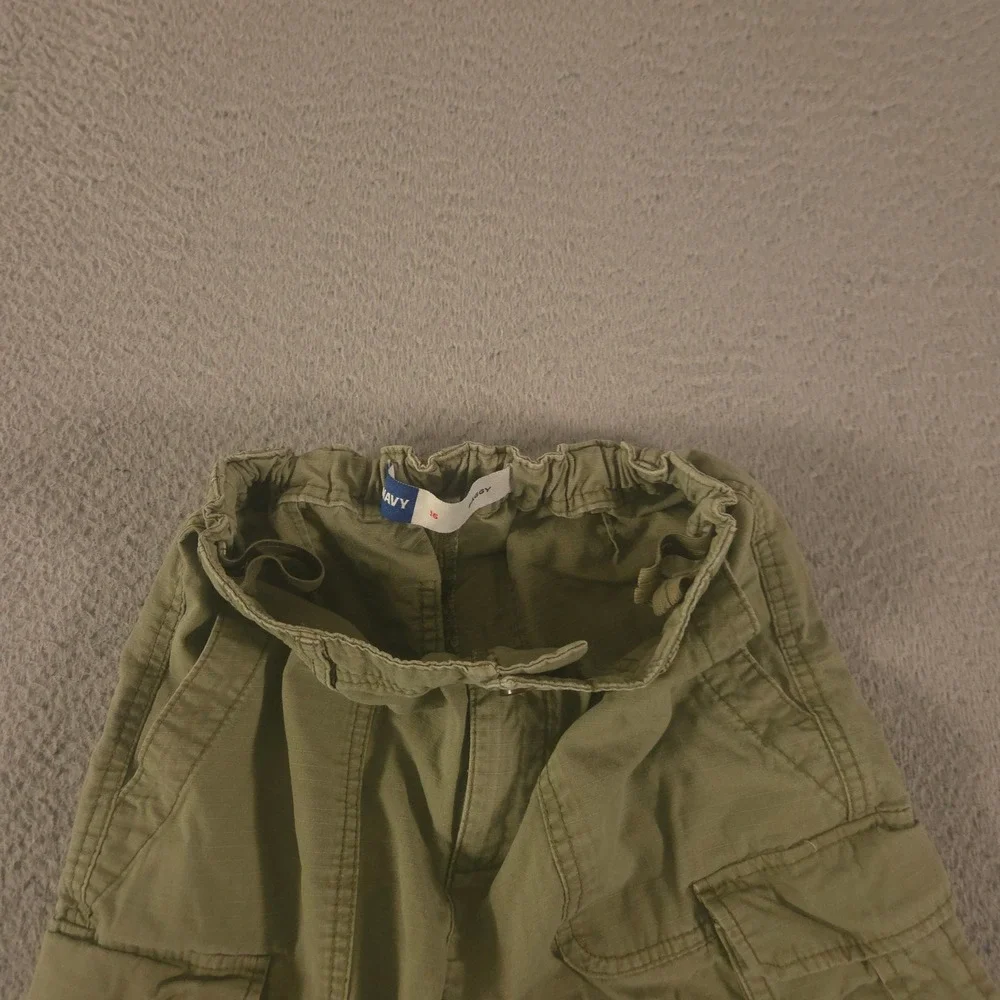 Old Navy Pants Boys 16 Green Baggy Cargo Ripstop Multi-Pocket Wide Leg Utility
